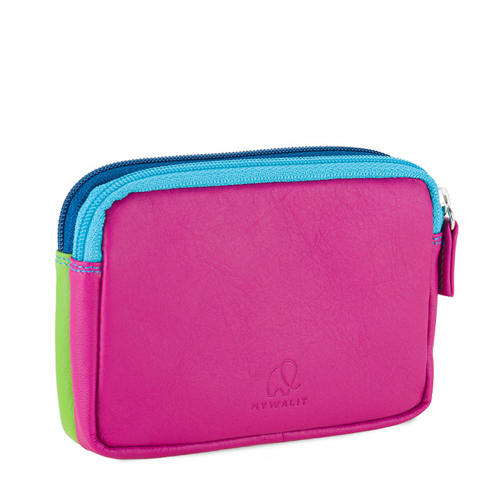 Mywalit Purse - Small leather purse with two zippers in a colorful design - style 1265