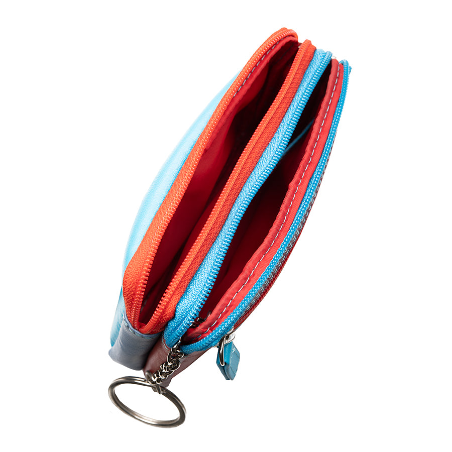 Mywalit Purse - Small leather purse with two zippers in a colorful design - style 1265