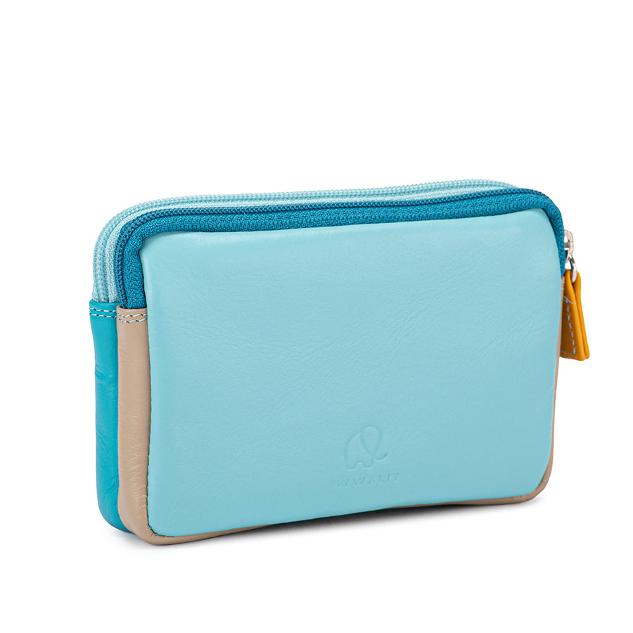 Mywalit Purse - Small leather purse with two zippers in a colorful design - style 1265