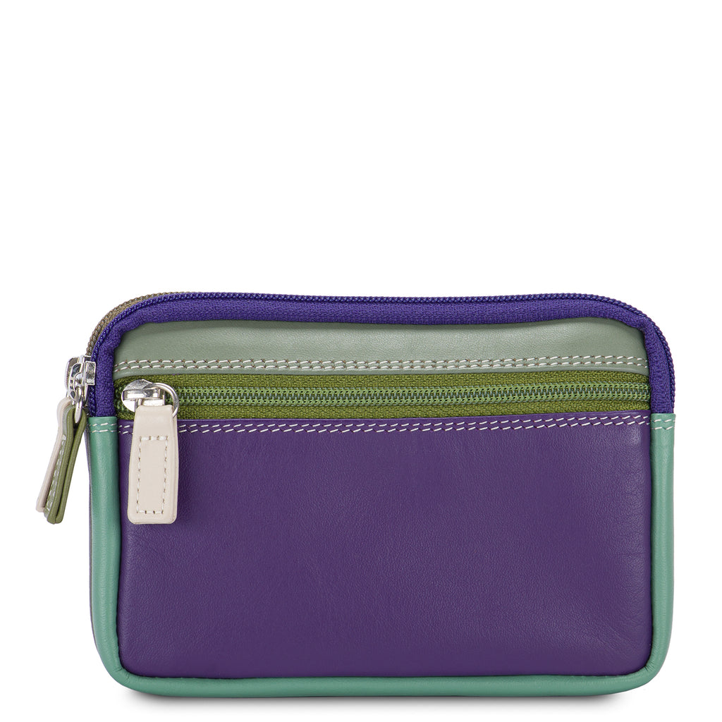 Mywalit Purse - Small leather purse with two zippers in a colorful design - style 1265