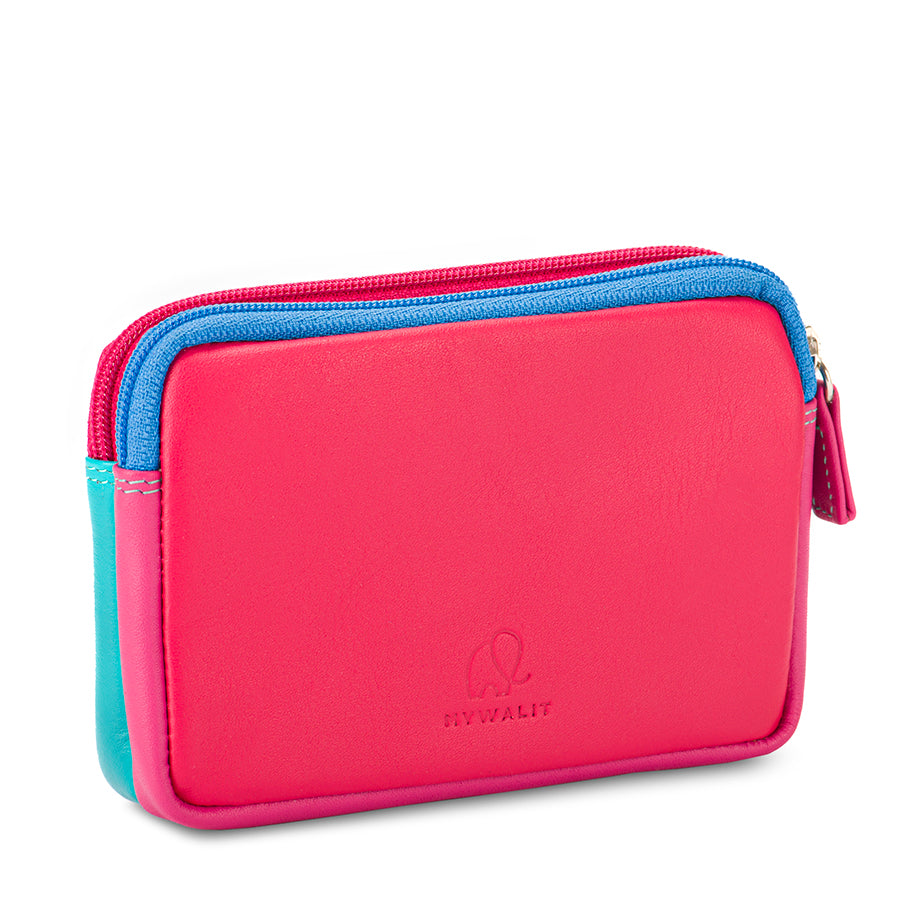 Mywalit Purse - Small leather purse with two zippers in a colorful design - style 1265
