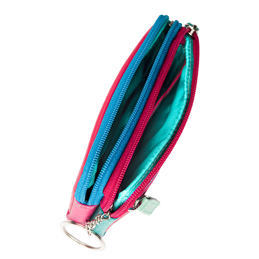 Mywalit Purse - Small leather purse with two zippers in a colorful design - style 1265