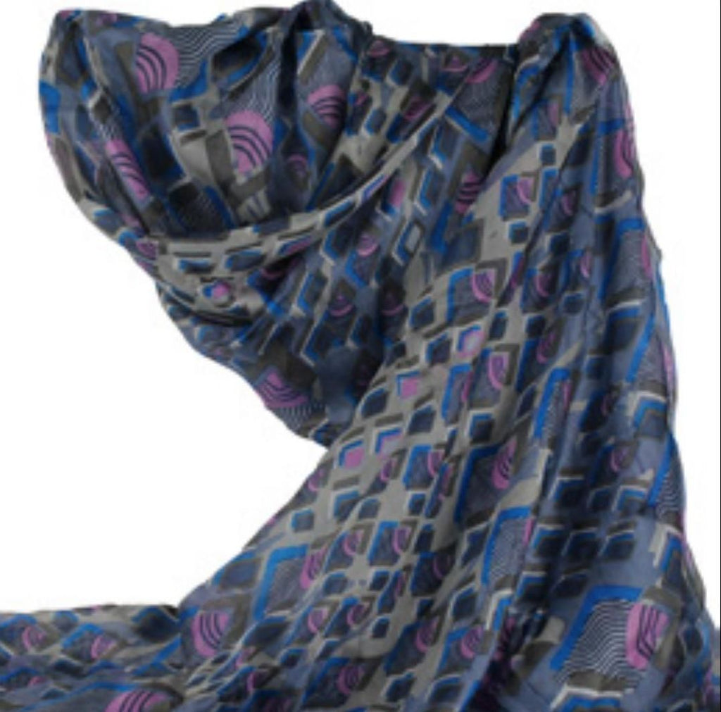 Color Geometry – exklusiver Seidenschal in Blau- und Violetttönen