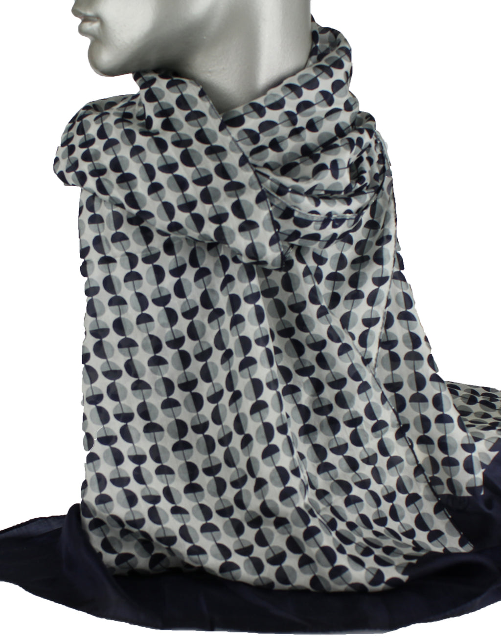 Scarf - 100% silk - Half Wheel Silver - 22061A