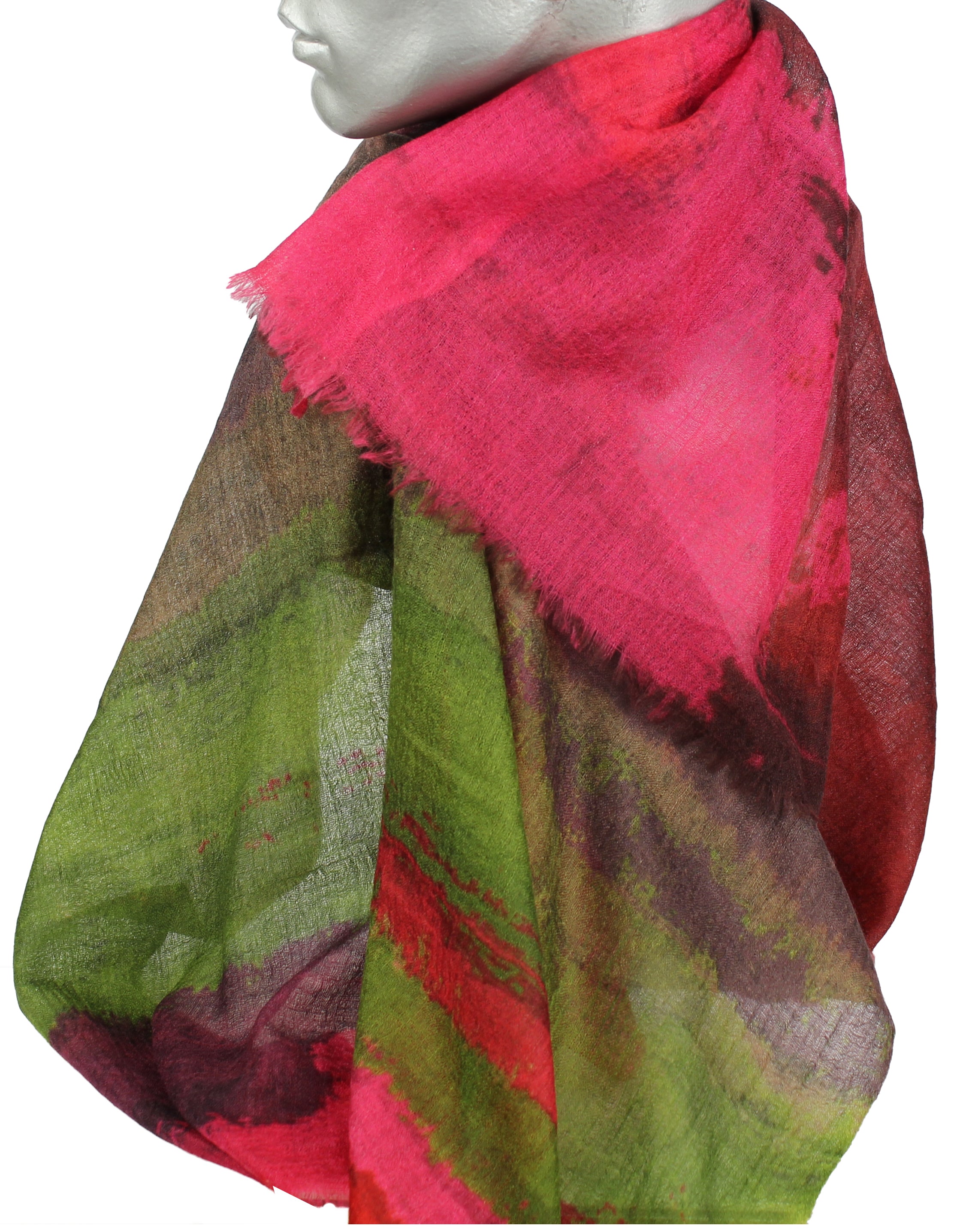 Scarf - wool/silk - Fuchia - Rust blend - 33142A