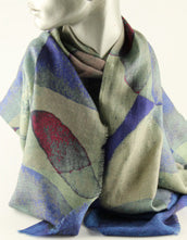 Tørklæde - Uld/silke - Blue bobles - 44025B