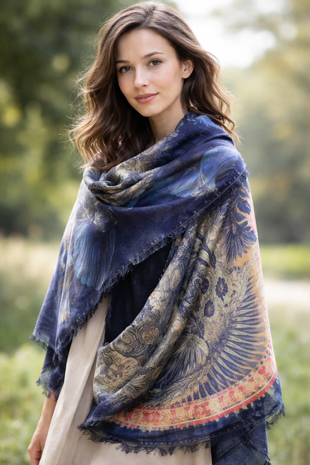 Tørklæde - 100% silke, Blue Morpho - 22013
