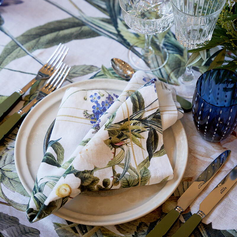 Stofservietter - (2 stk.) - Koustrup & co. - Blue Flower Garden - 100% hør - Design Jim Lyngvild