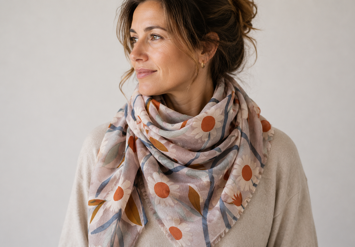 Scarf - Aperitif - 100% silk - Paper-daisy - 22154