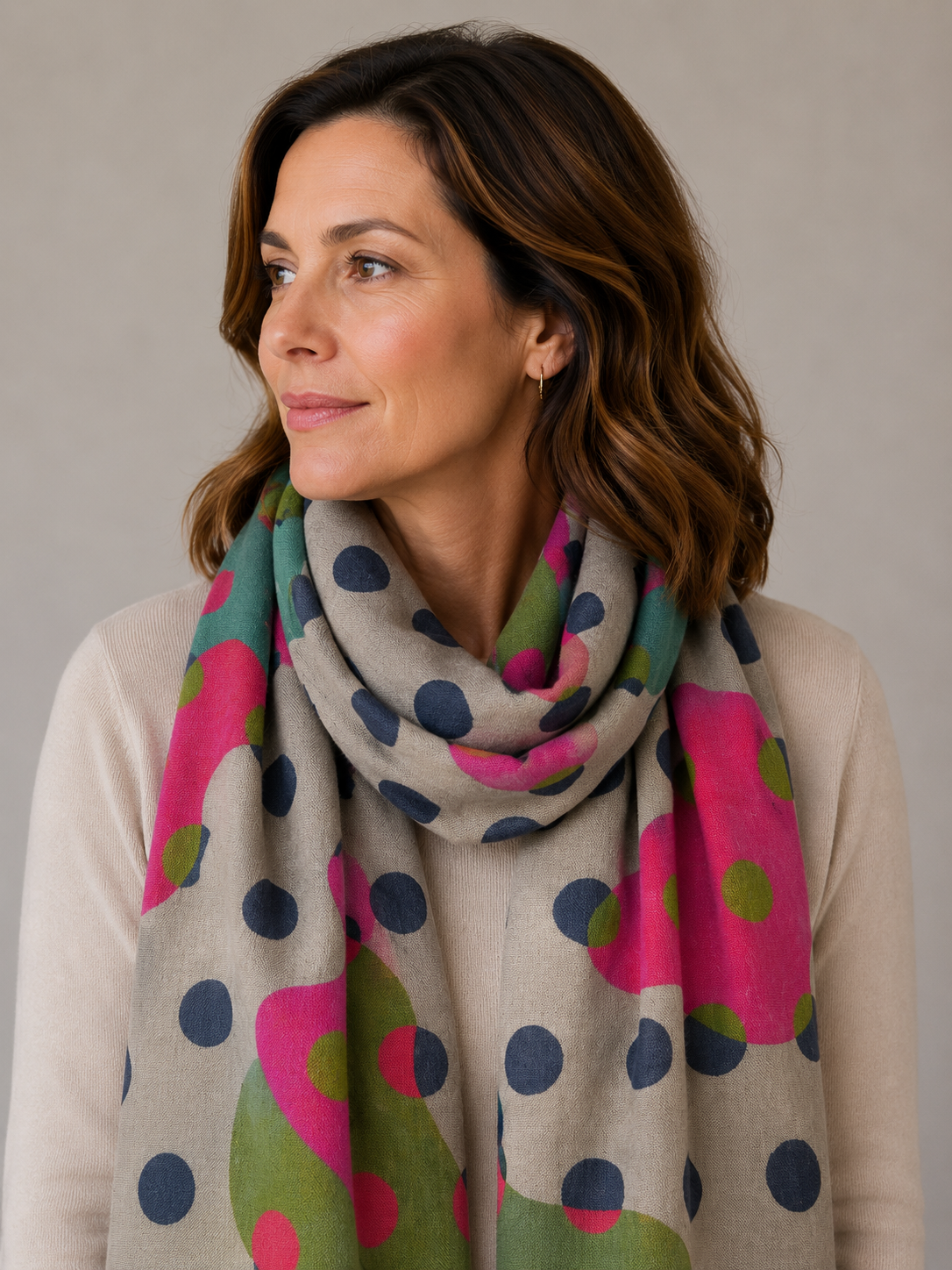 Tørklæde - uld/silke - Style Dot Digitalprint - 44079B