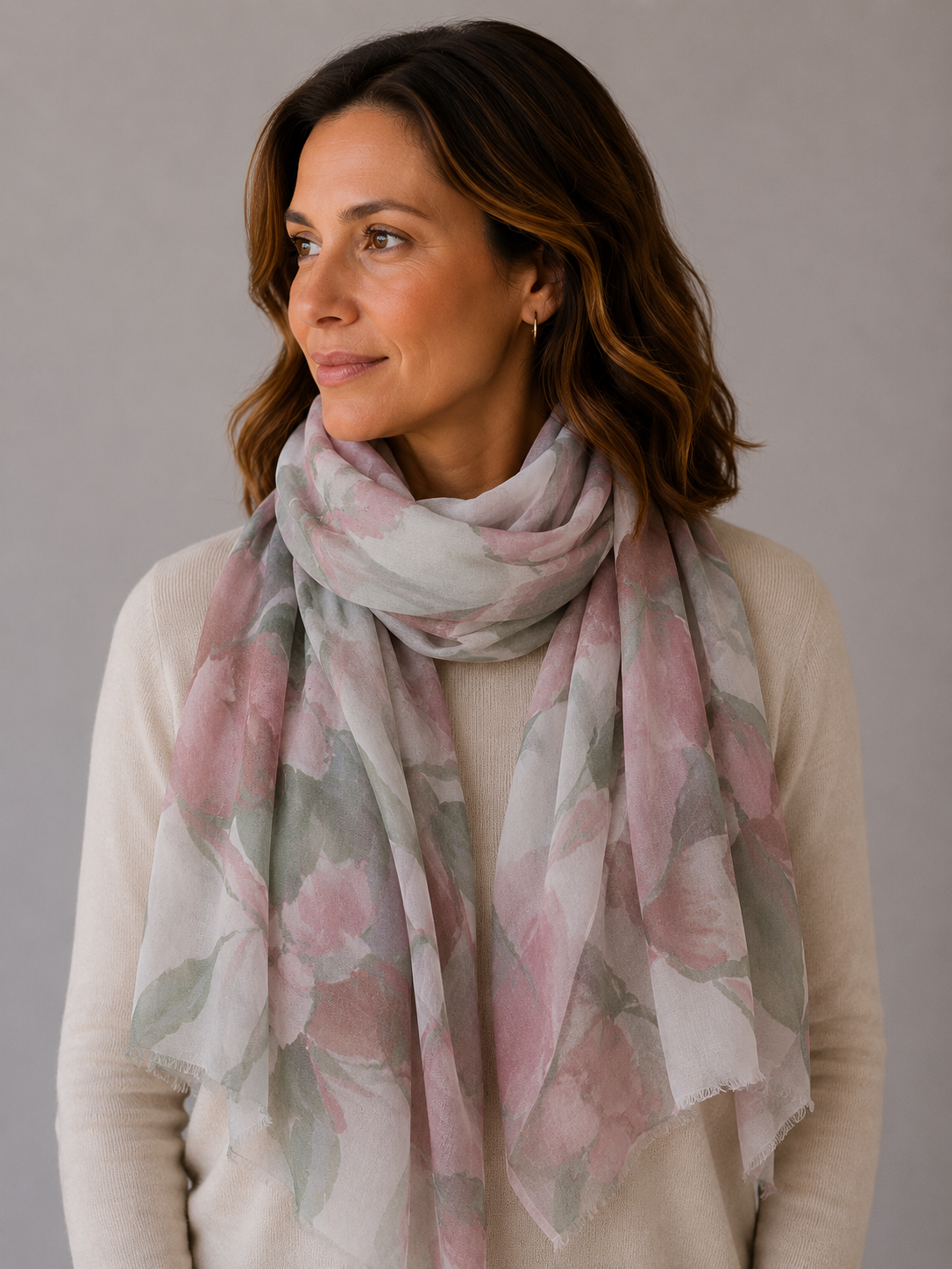 Schal - Aperitif - Khaki Rosé - 100% Seide - 22137B