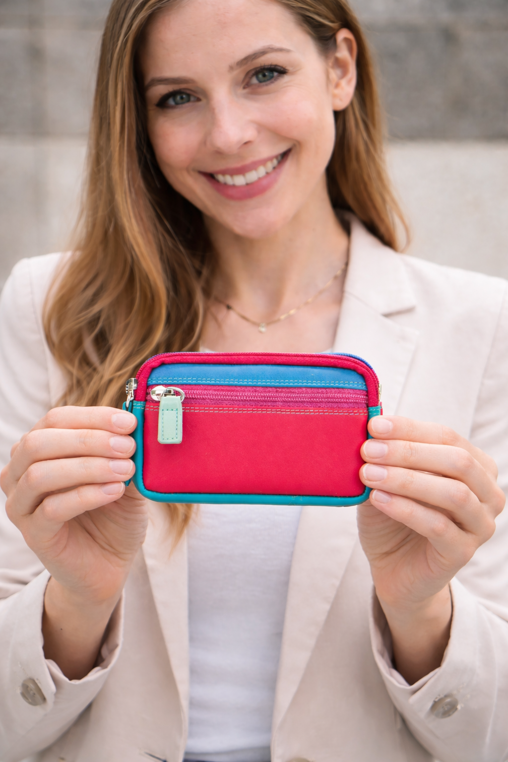 Mywalit Purse - Small leather purse with two zippers in a colorful design - style 1265