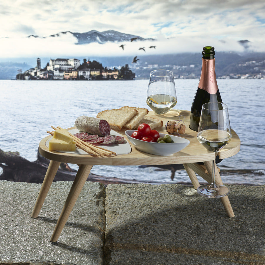 Legnoart SCENARIO Picknicktisch aus Esche mit Marmoreinsatz