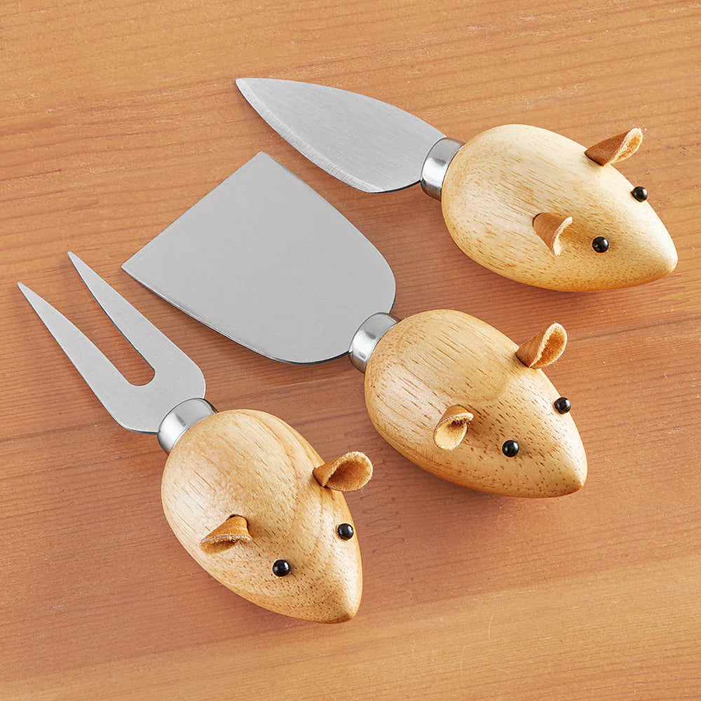 🐭 Kikkerland Cheese Knives – Mice (sæt med 3)