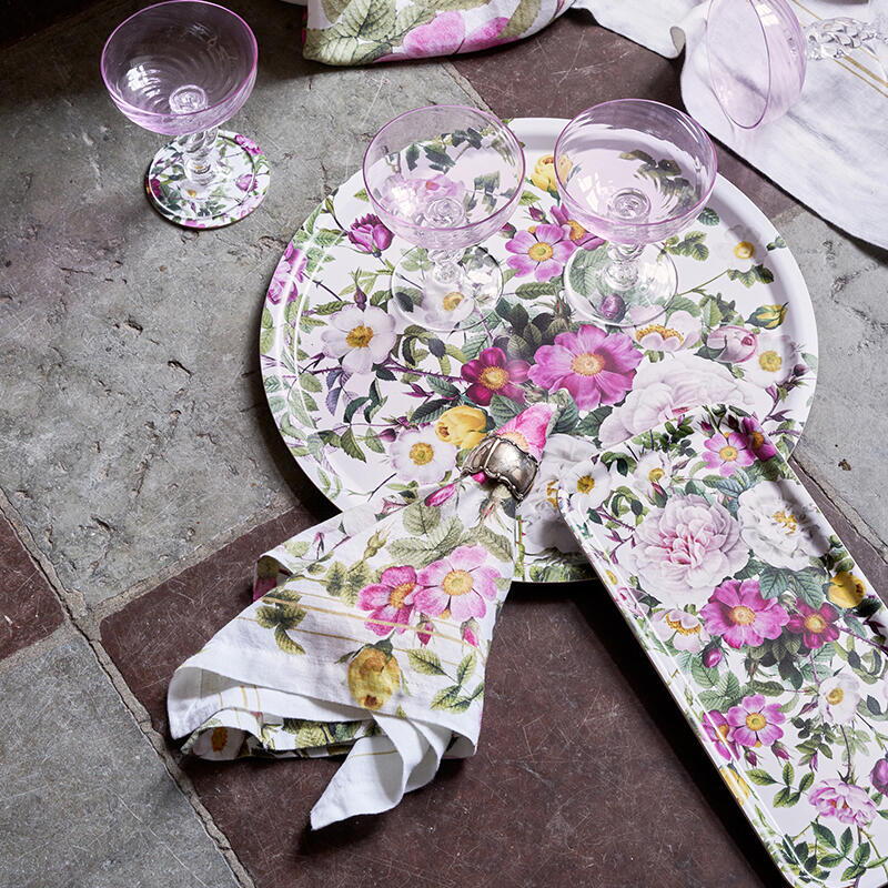 Stoffservietten – (2 Stk.) – Koustrup & co. – Rose Flower Garden – 100% Leinen – Design Jim Lyngvild