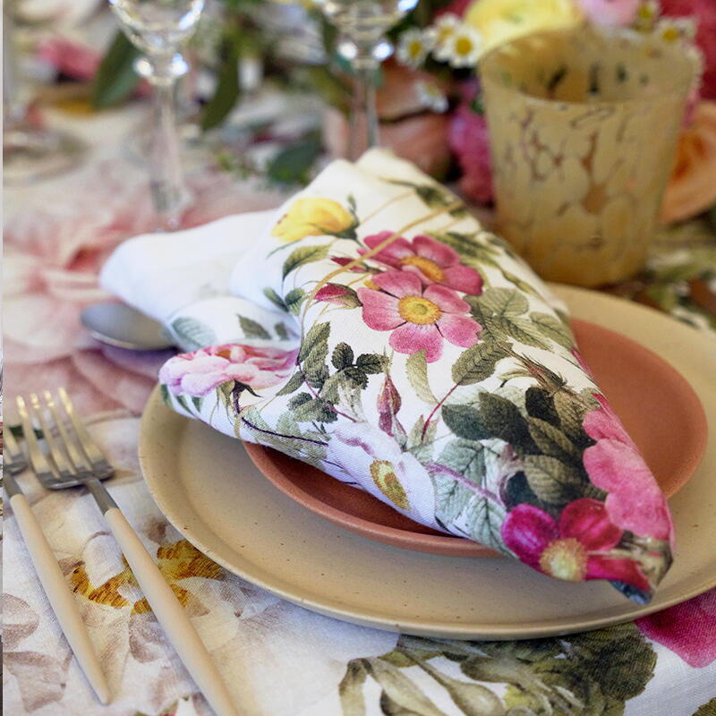 Stofservietter - (2 stk.) - Koustrup & co. - Rose Flower Garden - 100% hør - Design Jim Lyngvild