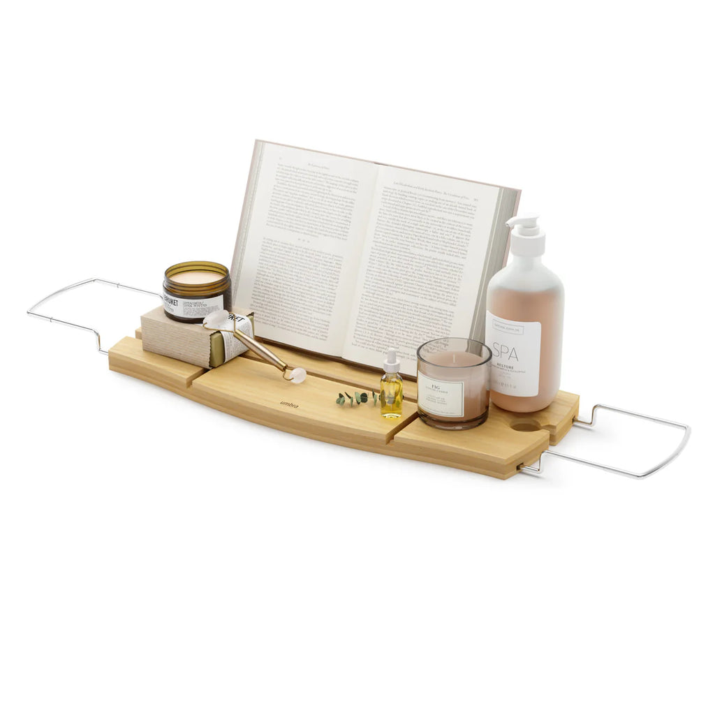 Umbra Aquala Bamboo Bathtub Caddy – Adjustable and Elegant Bathtub Storage