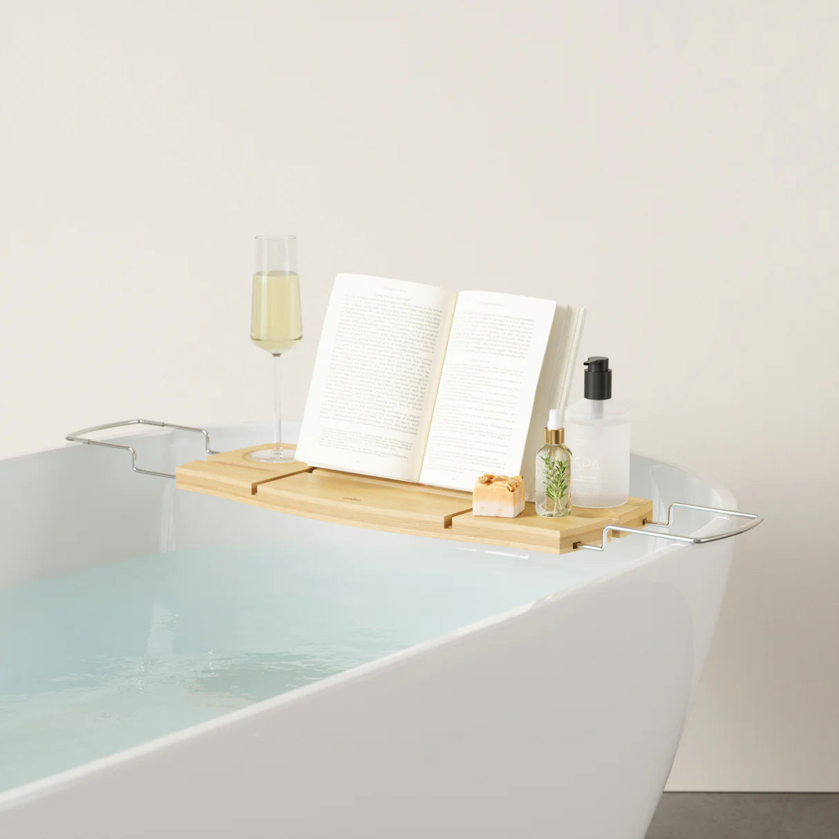 Umbra Aquala Bamboo Bathtub Caddy – Adjustable and Elegant Bathtub Storage