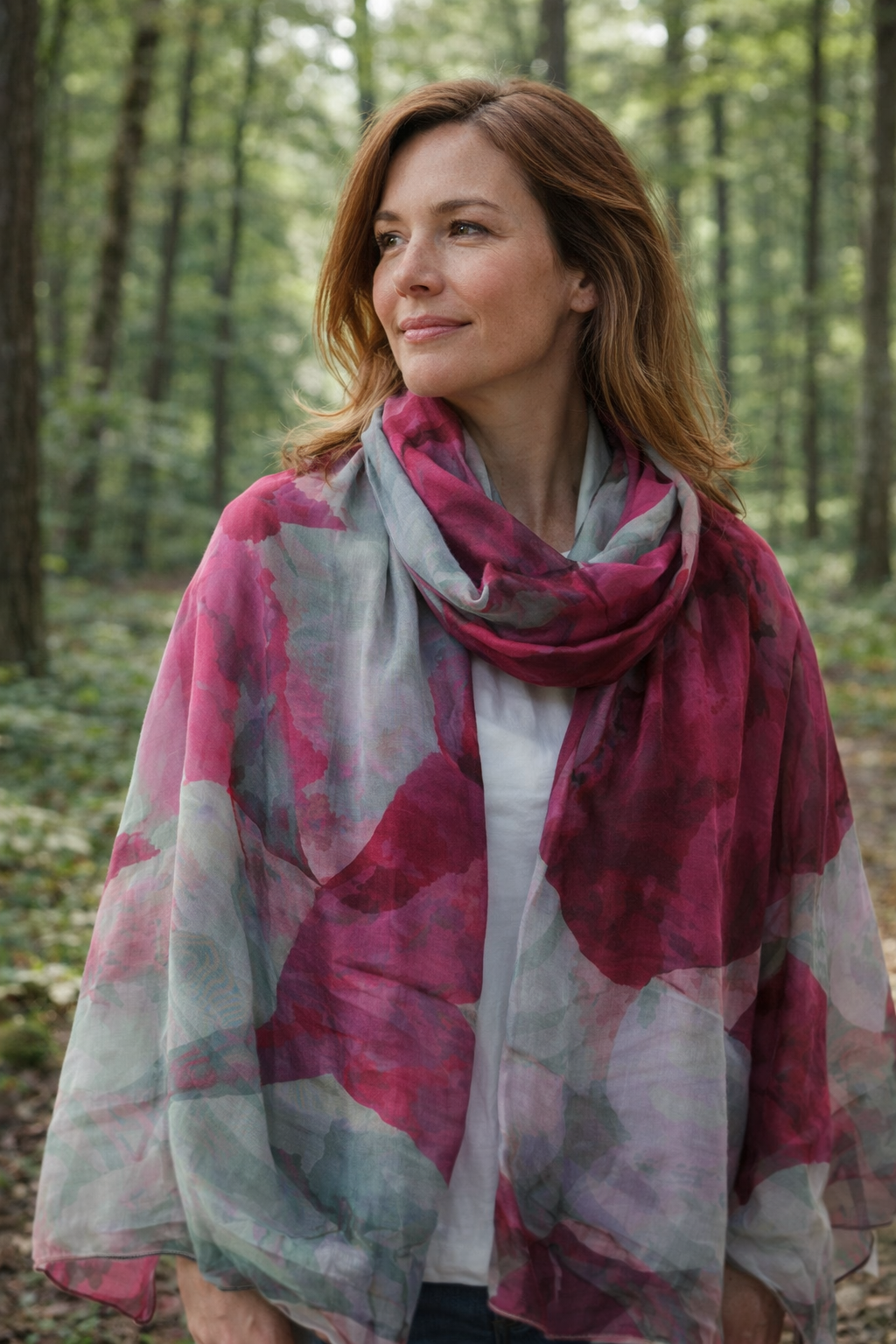 Schal - Wolle/Seide - Fuchsia Bobbles - 44025A