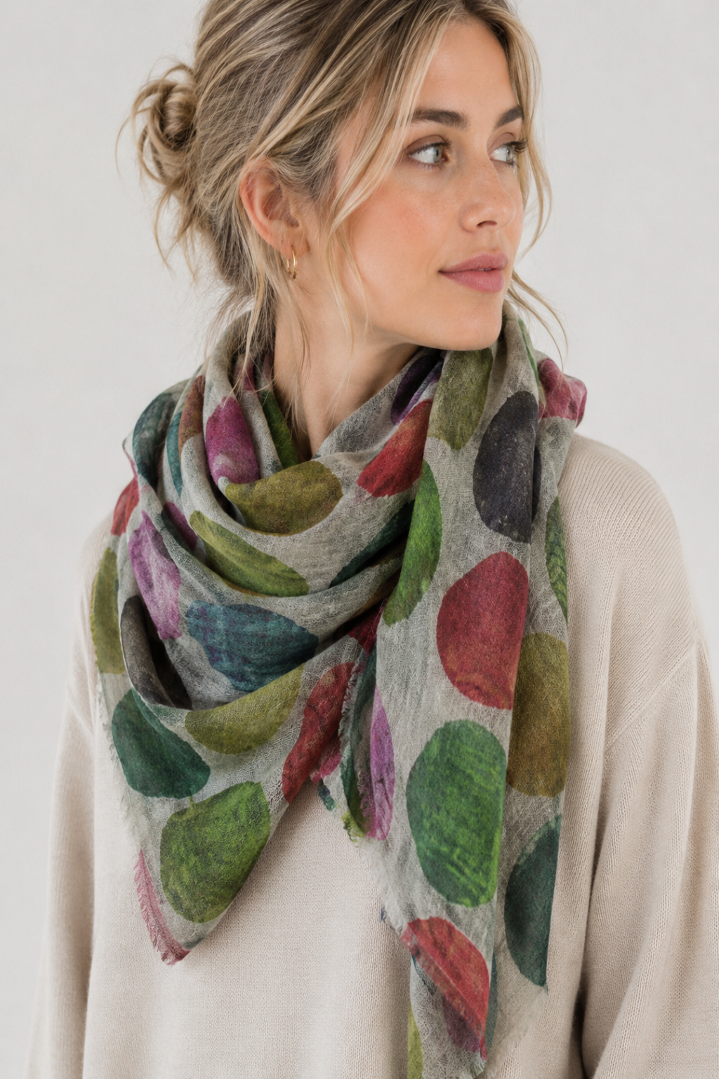 Tørklæde - 100% Uld - Circle colour - 33082