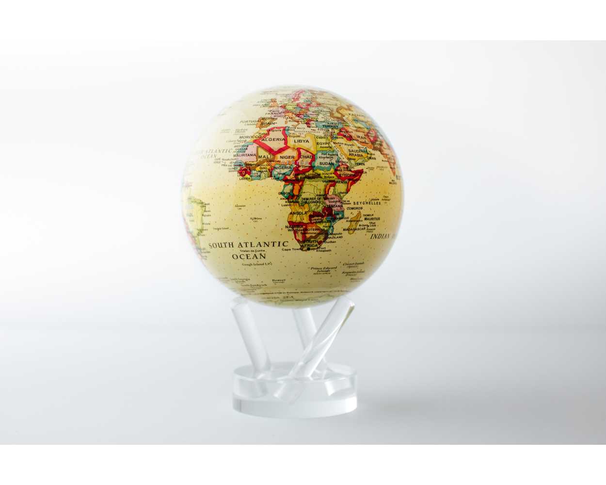 MOVA Globe - Rotierender Globus, angetrieben durch Solarzellen - Erde - Politische Karte - Gelb