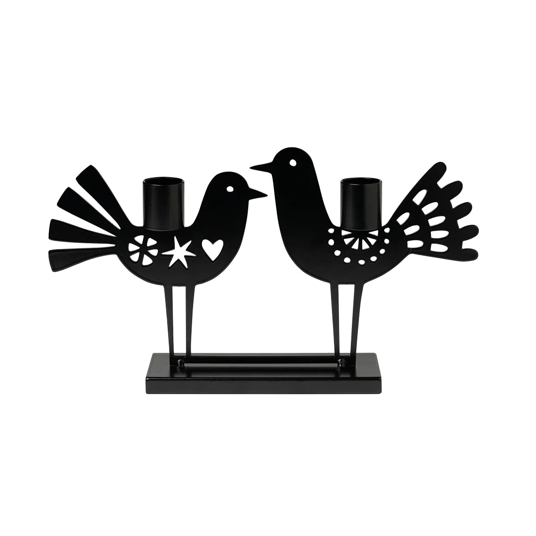 Kerzenständer - Zwei Vögel - schwarz - Bengt & Lotta