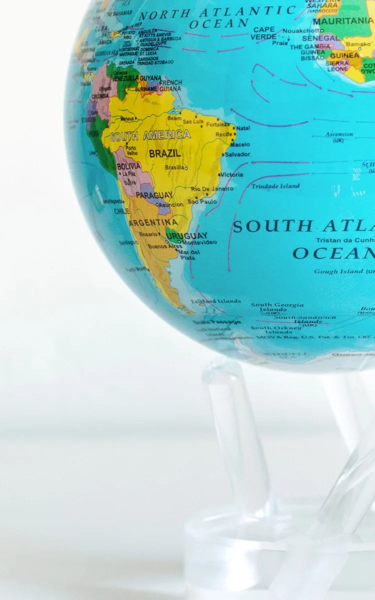 MOVA Globe - Rotating globe powered by solar cells - The Earth - Blue Political Map