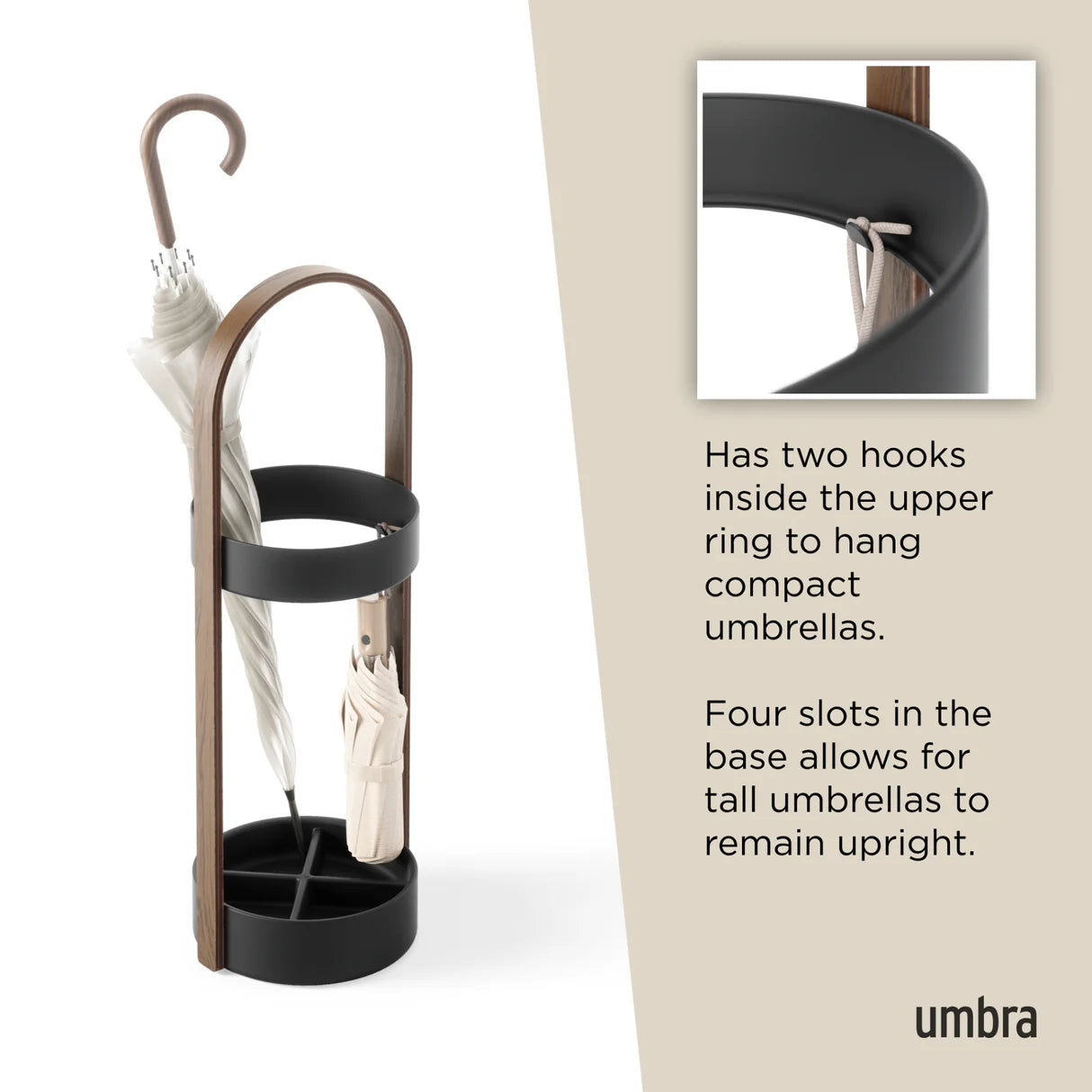Umbrella Stand - Bellwood - Stand for both full-size umbrellas and compact umbrellas - Umbra