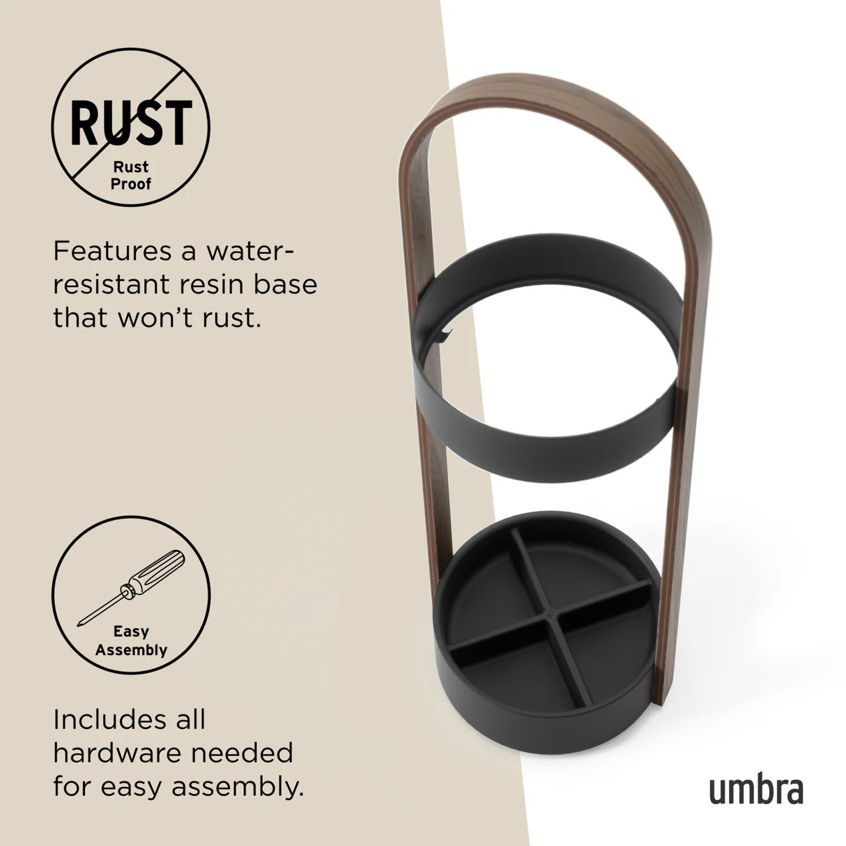Umbrella Stand - Bellwood - Stand for both full-size umbrellas and compact umbrellas - Umbra